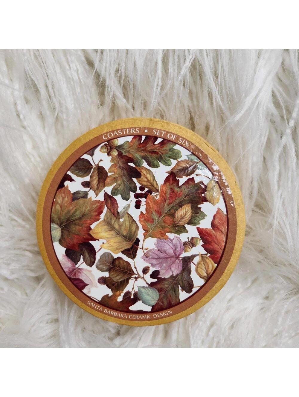 Santa Barbara Ceramic Coasters Set of 6 Fall Leaves Drink Coasters